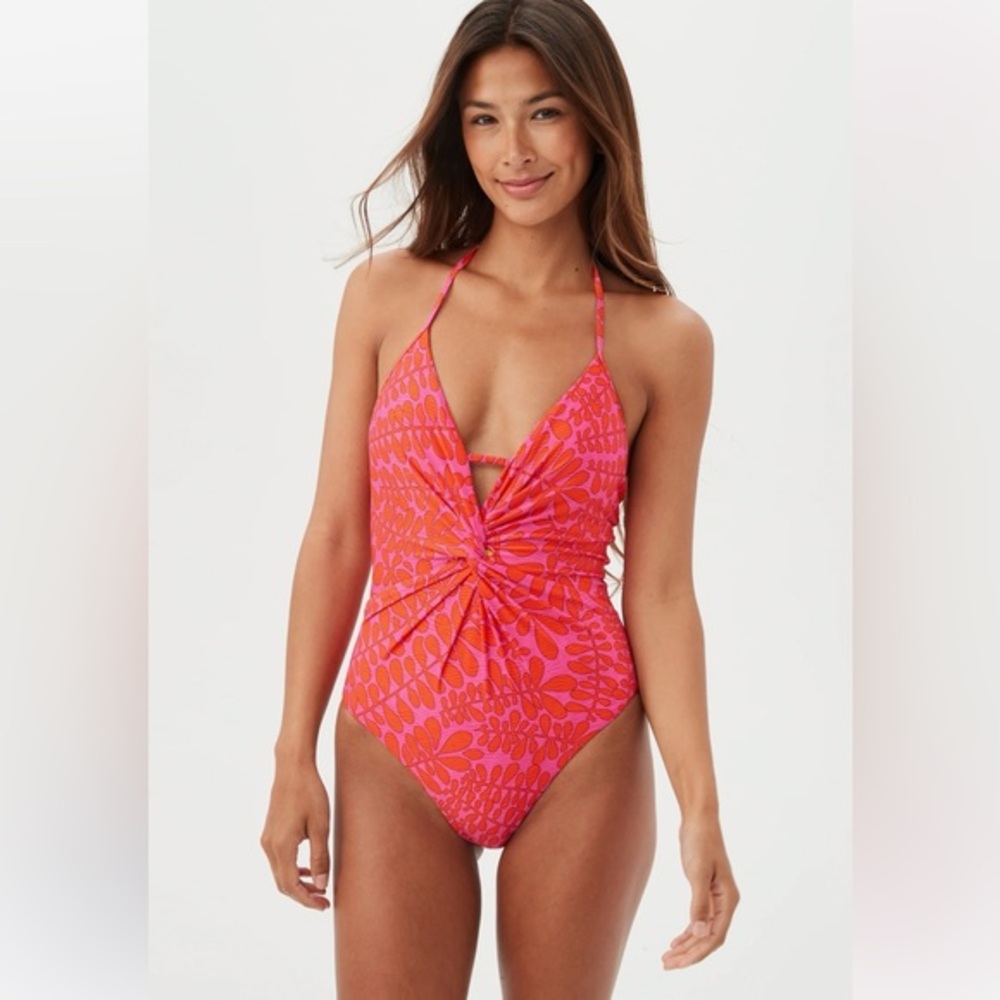 Trina Turk‎ TRELLIS PLUNGE ONE PIECE SWIMSUIT Women’s Size 14 - Picture 2 of 5